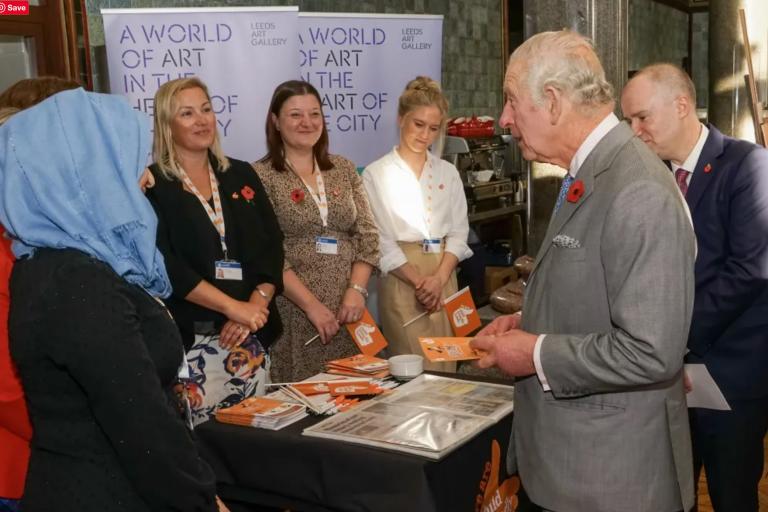 King Charles meeting several members of the Child Friendly Leeds team
