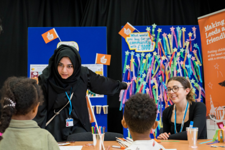 Staff with an information stall