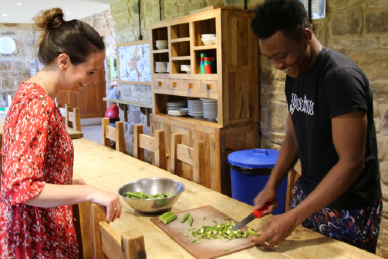 Young person cooking food